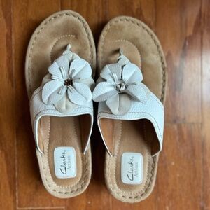 Clarks Leather Sandals in White